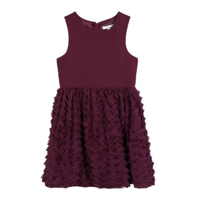 Girls' dark purple ruffle dress